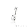 ROUND CZ TOP AND TEARDROP CZ PRONG SET CZ 316L SURGICAL STEEL NON DANGLE BELLY RING